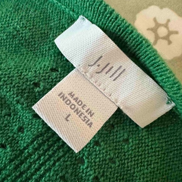 J. Jill Sweater 3/4 Sleeve V-Neck Linen Blend Lightweight Green Sz Large - Picture 6 of 6